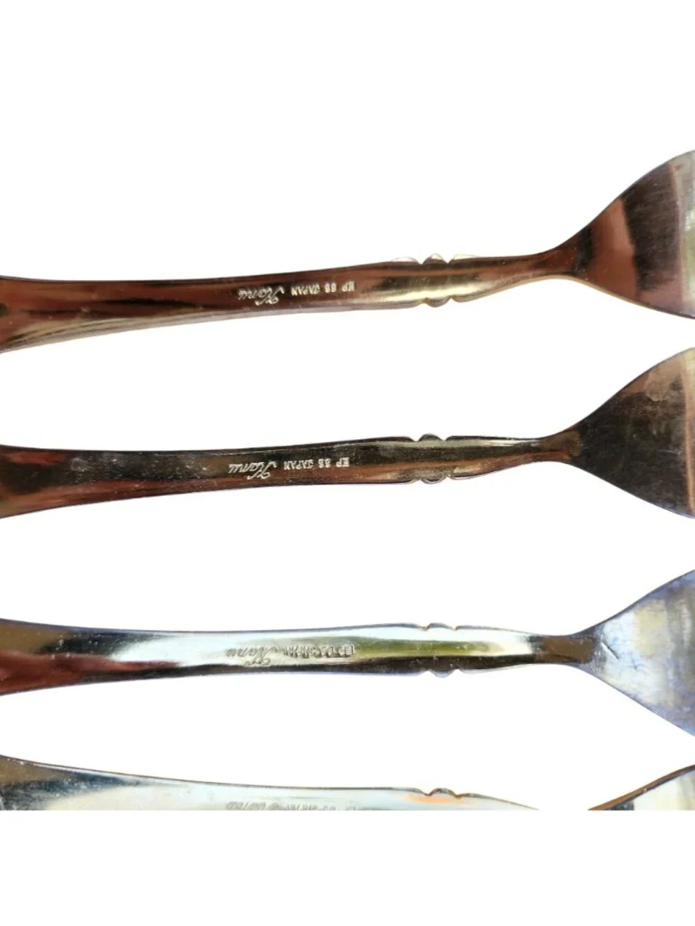 Vintage Kanu EP SS Japan Gold Flatware 22 Pc Lot Fan Pattern Jewelry Craft